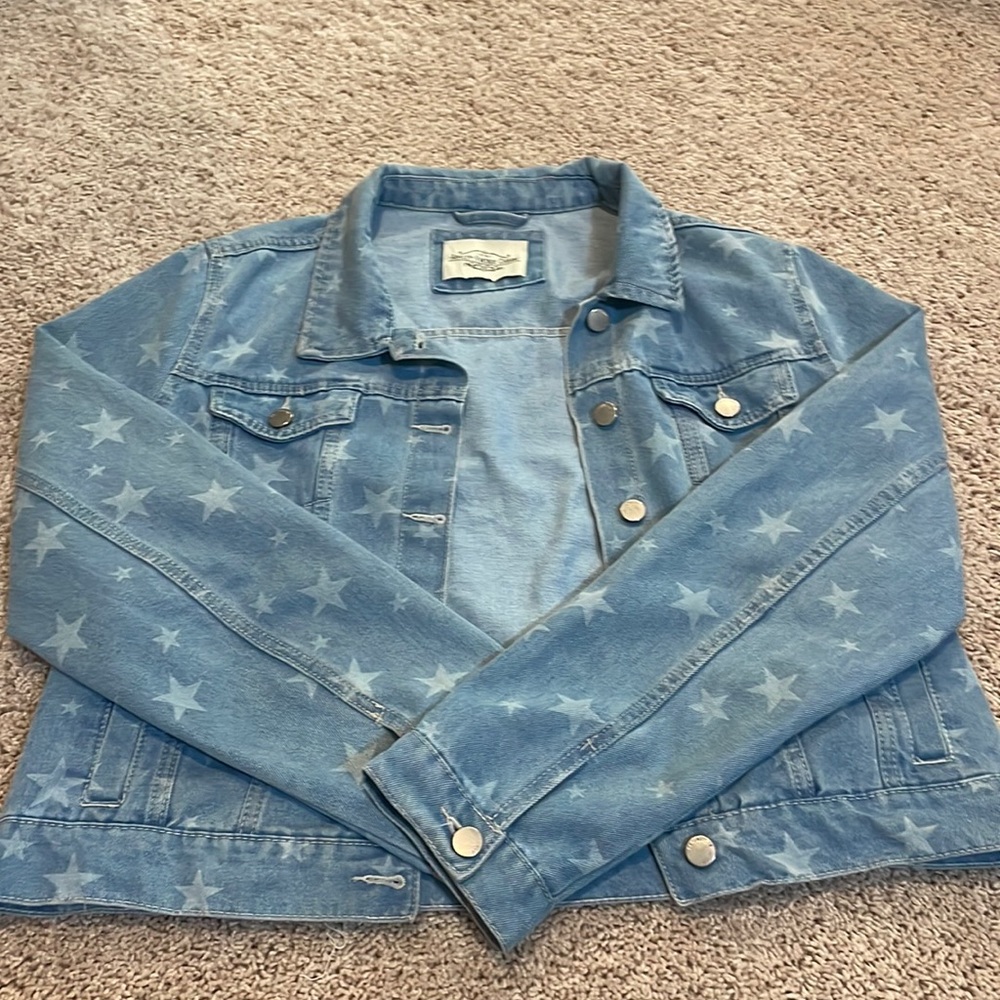 Ashley Vintage Charm Star pattern jean jacket size L
